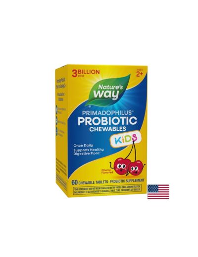 Primadophilus Kids – Пробиотик за деца, 3 млрд. CFU, 60 дъвчащи таблетки с вкус на череша