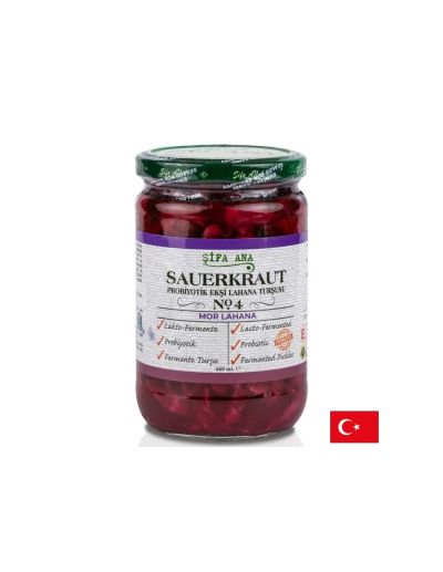 Червено кисело зеле с пробиотици – Ферментирала туршия за добро храносмилане, 660 ml