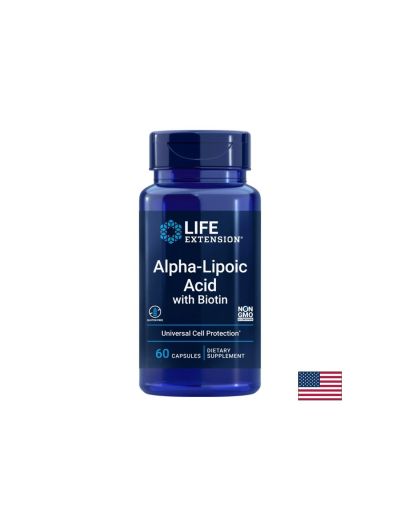 Алфа-липоева киселина 250 mg + Биотин 2500 µg – Подкрепа за кръвната захар и метаболизма, 60 капсули