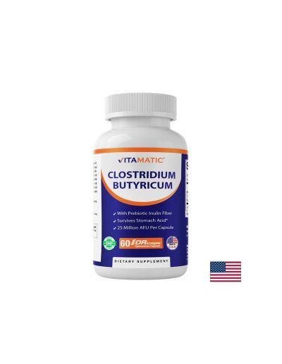 Пробиотик + пребиотик – Срещу подуване, газове и чревен дискомфорт, Clostridium butyricum, 60 капсули