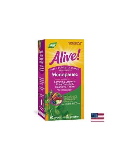 Alive Menopause – Формула с витамини D3 и K, сминдух и ресвератрол Veri-te®, 60 капсули