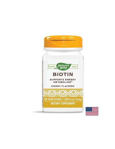 Biotin/ Биотин 1000 mcg x 100 таблетки за смучене Nature’s Way
