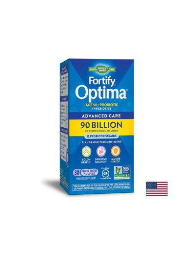 Fortify Optima® Advanced Care Age 50+ Фортифай Оптима пробиотик + пребиотици, 90 милиарда активни пробиотици, 30 капсули Nature’s Way