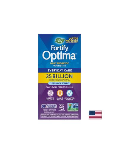 Fortify™ Optima® Daily Probiotic + Prebiotic - Фортифай пробиотик + пребиотици, 35 милиарда активни пробиотици, 60 капсули Nature’s Way
