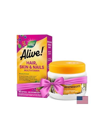 Alive! Hair, Skin & Nails Multivitamin - Алайв! Мултивитамини за коса, кожа и нокти, 60 софтгел капсули Nature’s Way