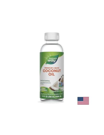 Liquid Coconut Oil / Кокосово масло (течно), 93 % MCTs‡ (мастни киселини), 300 ml Nature’s Way