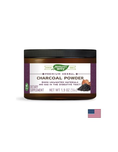 Детоксикация на стомашно-чревния тракт - Активен въглен от кокосов орех, 56 g пудра Nature’s Way