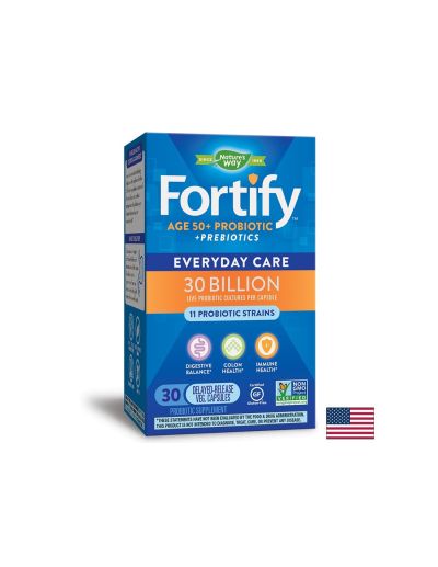 Fortify™ Probiotic 50+ Пробиотик за възрастни 50+, 30 милиарда активни пробиотици, 30 капсули със забавено освобождаване Nature’s Way