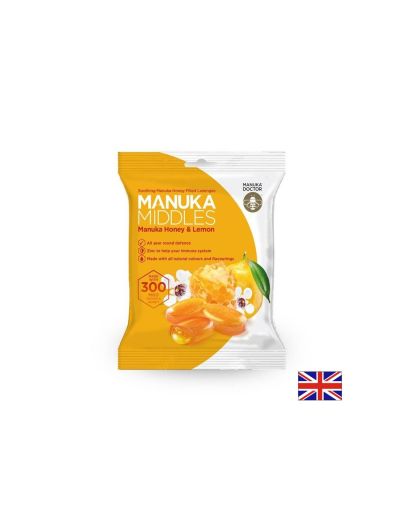 Вкусни бонбони за смучене с мед от манука, цинк и лимон - Manuka Middles Honey & Lemon MGO 300