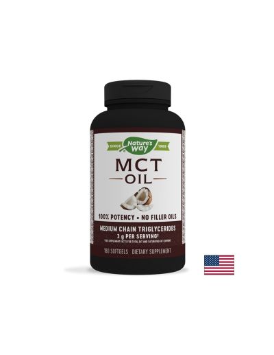 MCT Oil / Средноверижни триглицериди от кокосово масло x 180 софтгел капсули Nature’s Way