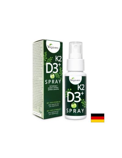 K2 + D3 Spray/ Витамин К2 + D3/ Орален спрей, 25 ml, 125 дози, 100% Vegan