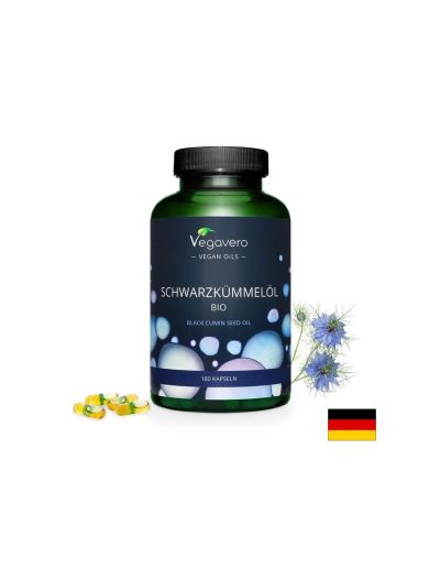 Schwarzkümmelöl Bio/ Черен кимион (масло от семена органик), 180 капсули, 100% Vegan Vegavero