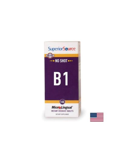 Витамин В1 (тиамин монитрат) - нервна система и сърдечно-съдово здраве, 100 mg  х 100 сублингвални таблетки Superior Source