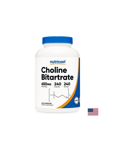 Мозъчна функция - Холин битартрат (Витамин В4), 240 капсули Nutricost