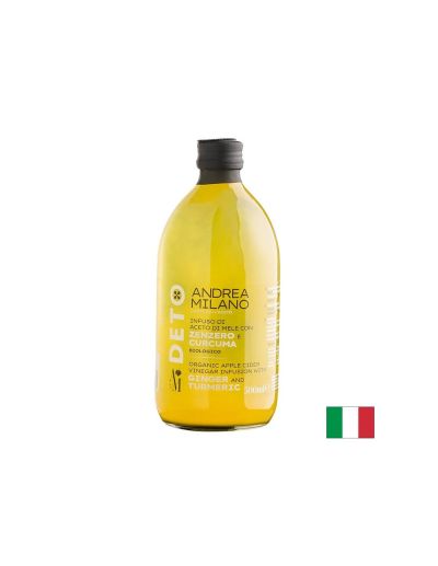 Нефилтриран ябълков оцет с джинджифил и куркума Био, 500 ml