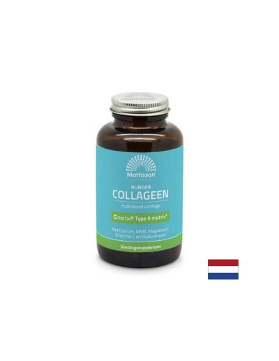 Здрави стави и красиви коса и кожа - Колаген Говежди (тип 2) с калций, магнезий, витамин С и хиалуронова киселина, 180 капсули Mattisson Healthstyle