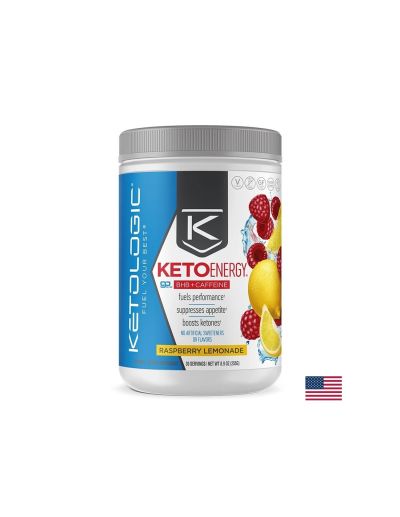 Отслабване и горене на мазнини - KetoEnergy BHB + Кофеин, 255 g прах с вкус на малина и лимонада