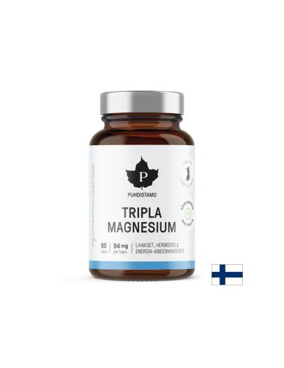 Мускулна, сърдечна и нервна система - Магнезий (малат, бисглицинат, таурат), 94 mg х 60 капсули