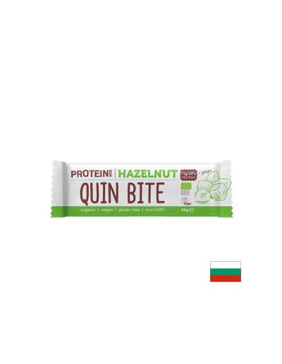 Био веган протеинов суров десерт QUIN BITE - лешник, 45 g