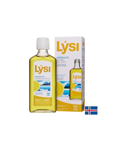 Омега-3 – масло от черен дроб на исландска риба треска (+ витамини А & D3), 2160 mg, 240 ml с вкус на лимон