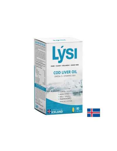 Омега-3 – масло от черен дроб на исландска риба треска, + витамини А & D3, 500 mg, 80 софтгел капсули