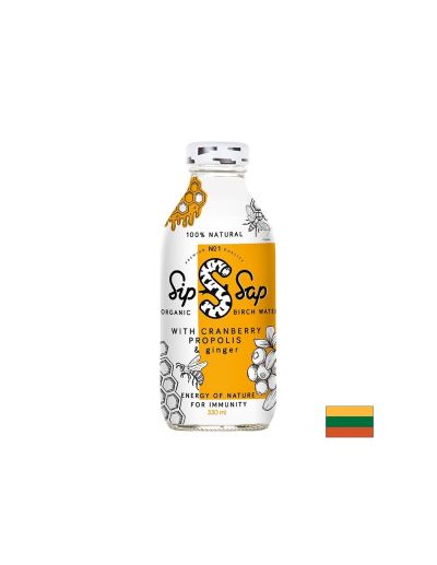 Детоксикация и тонус - Био брезов сок с червени боровинки, прополис и джинджифил, 330 ml