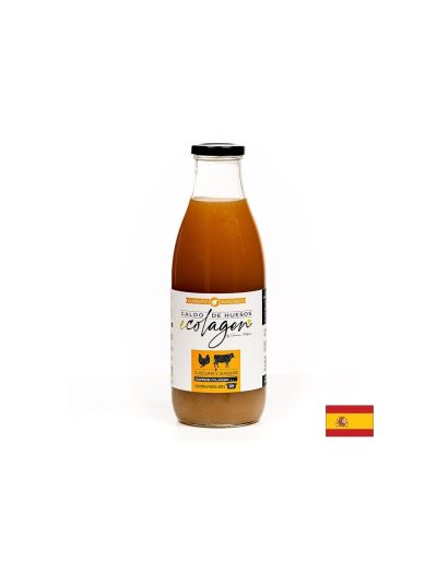 Костен бульон - телешки и пилешки, БИО - С куркума, джинджифил, ябълков оцет и хималайска сол, 1 литър